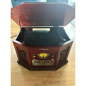 Anders Nicholson Wood Turntable Cassette CD Stereo System AM/FM Radio